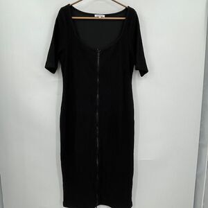 good american shine rib midi dress Good American Shine Rib Funnel Tuck Midi Dress